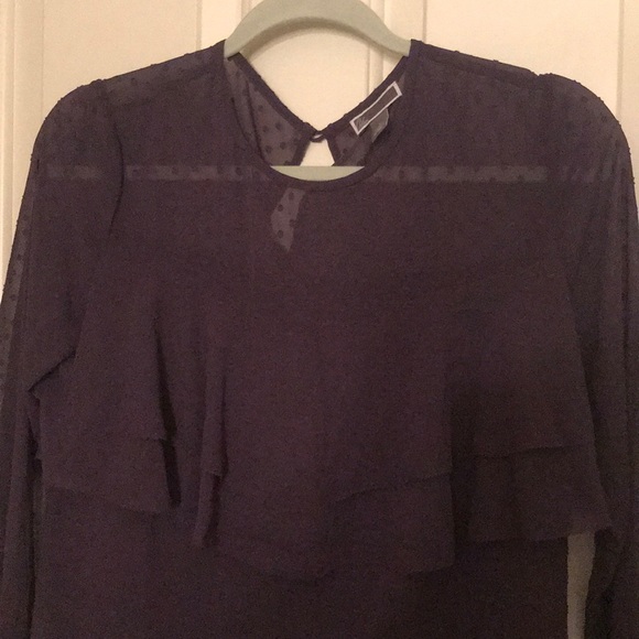 Chelsea28 ruffled polka dot purple top size small - Picture 5 of 12